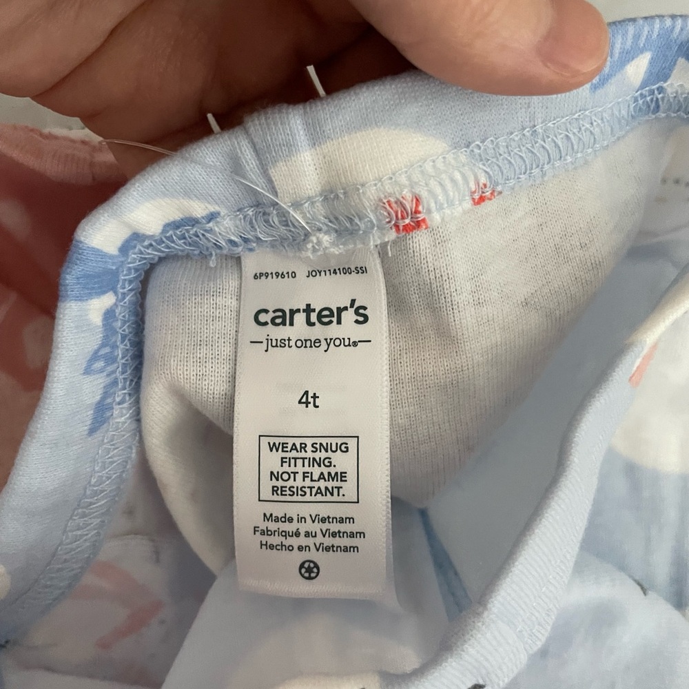 Carter's 2 Kids Snowman Pajama Set Blue and Pink size 4T NWT - Picture 3 of 5